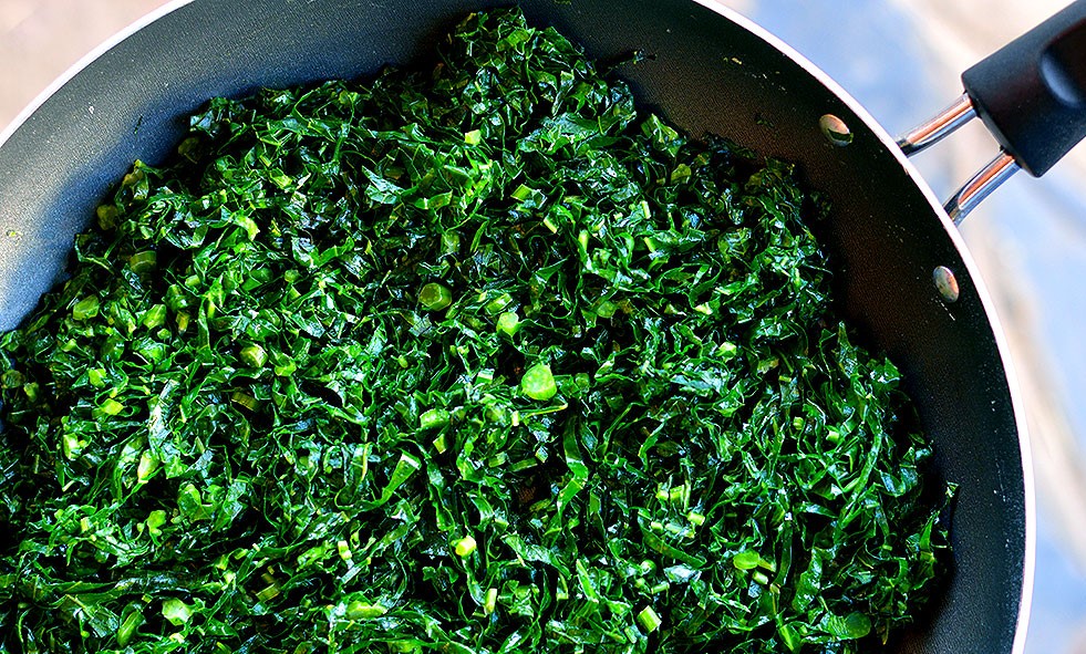 Local green leafy vegetable dish called muriwo